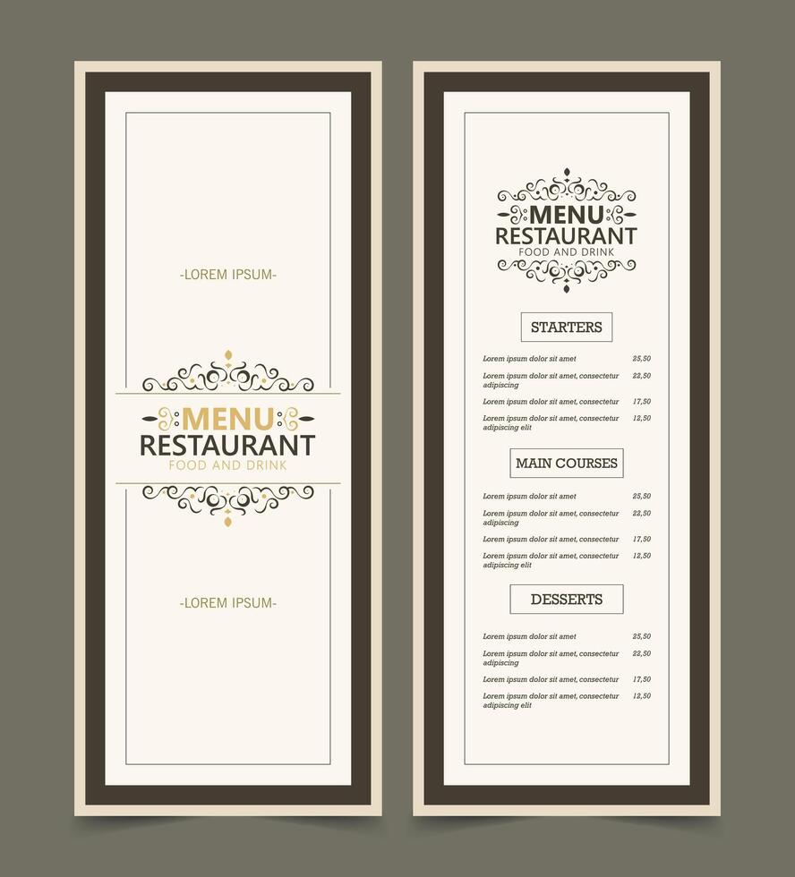 Vintage Menu Layout with ornamental Elements vector