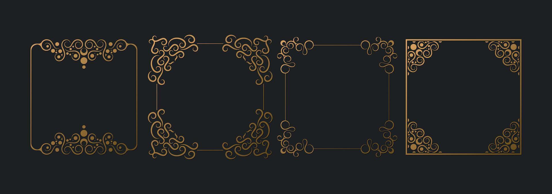 Collection gold decorative frame design background vector