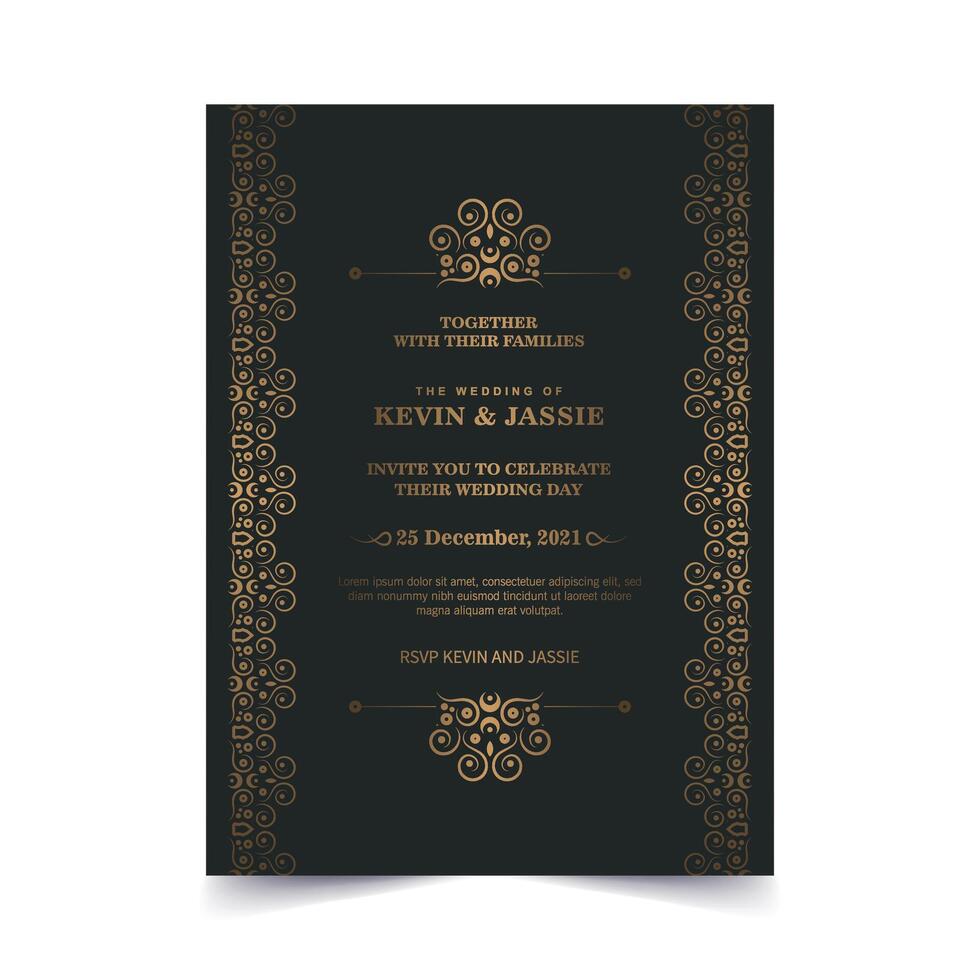 Luxury Gold Invitation card design vintage style vector