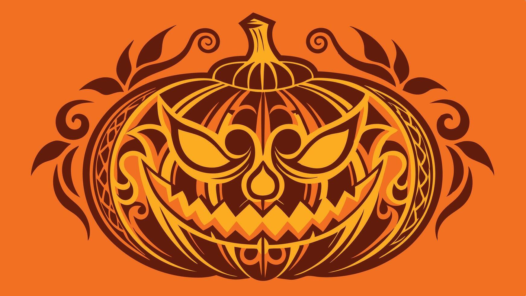 A menacing Halloween pumpkin with carved features and a vibrant orange hue, set against a solid background to celebrate the festive season vector