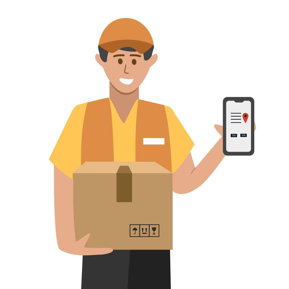Courier delivery packet. Package delivery service. Courier use vest. Fast delivery. Express delivery package. Delivery worker. Warehouse worker. vector