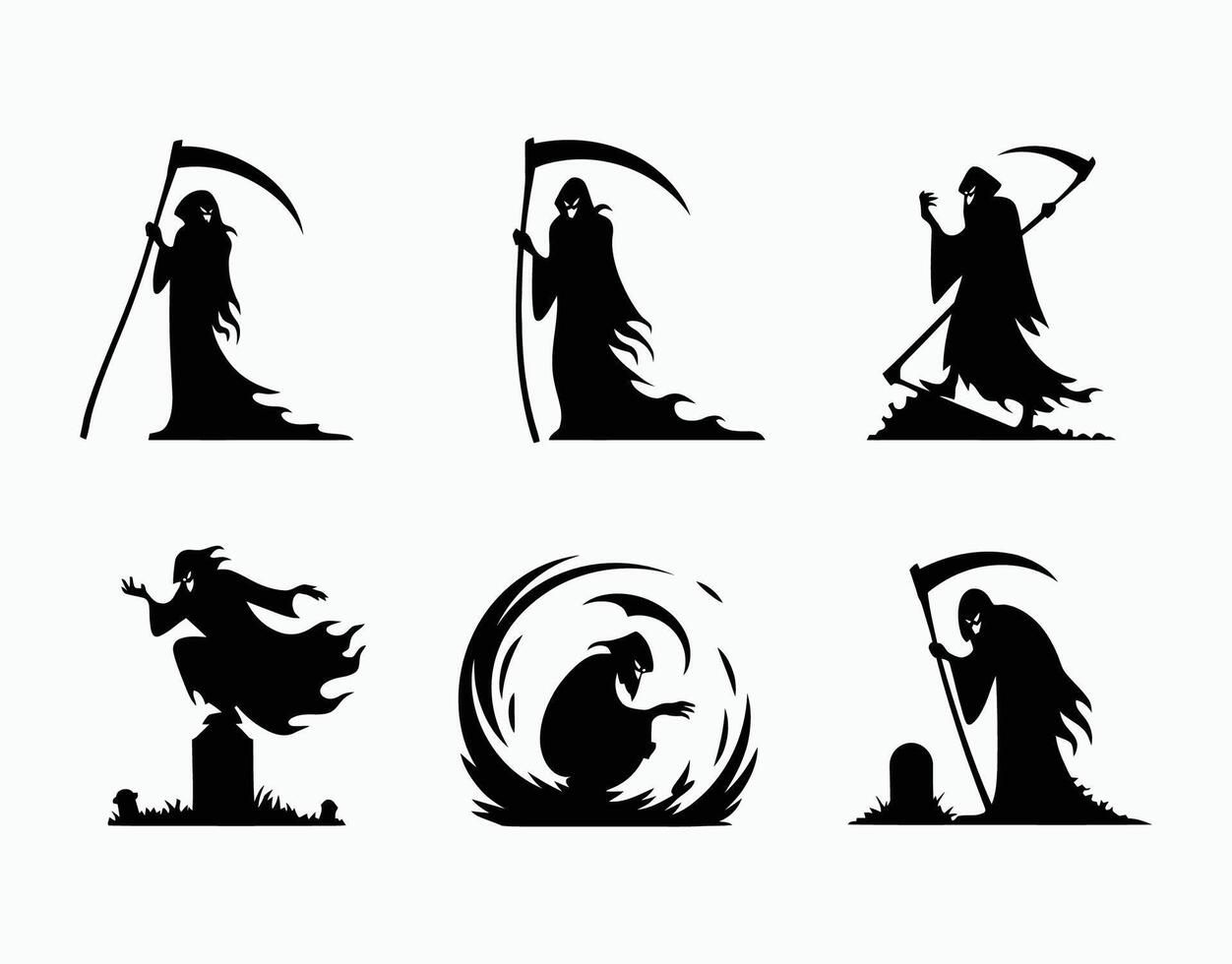 Billowing Cloak Grim Reaper Silhouette EPS Template vector