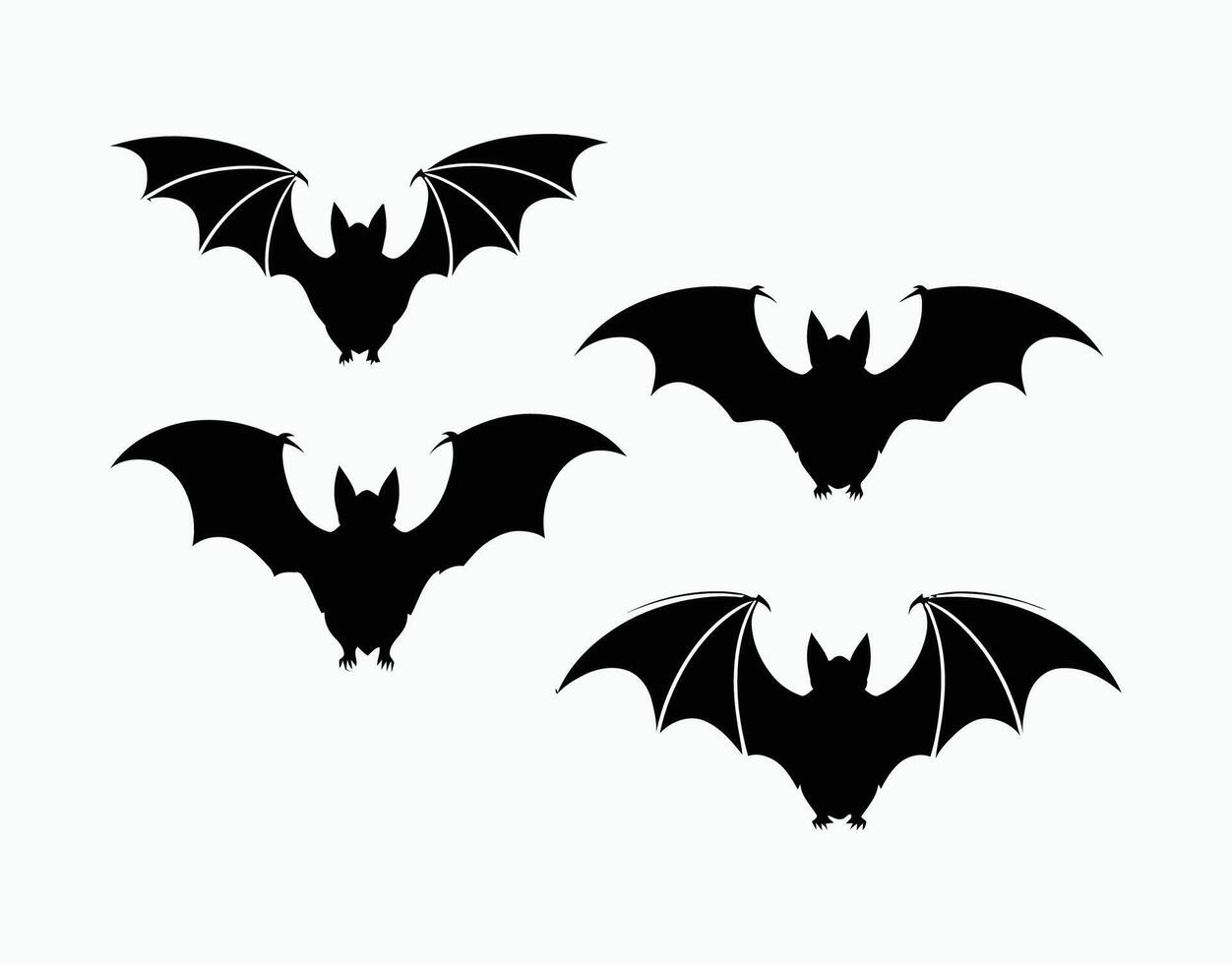 Bats in Flight Simple Silhouettes EPS Template Illustration vector