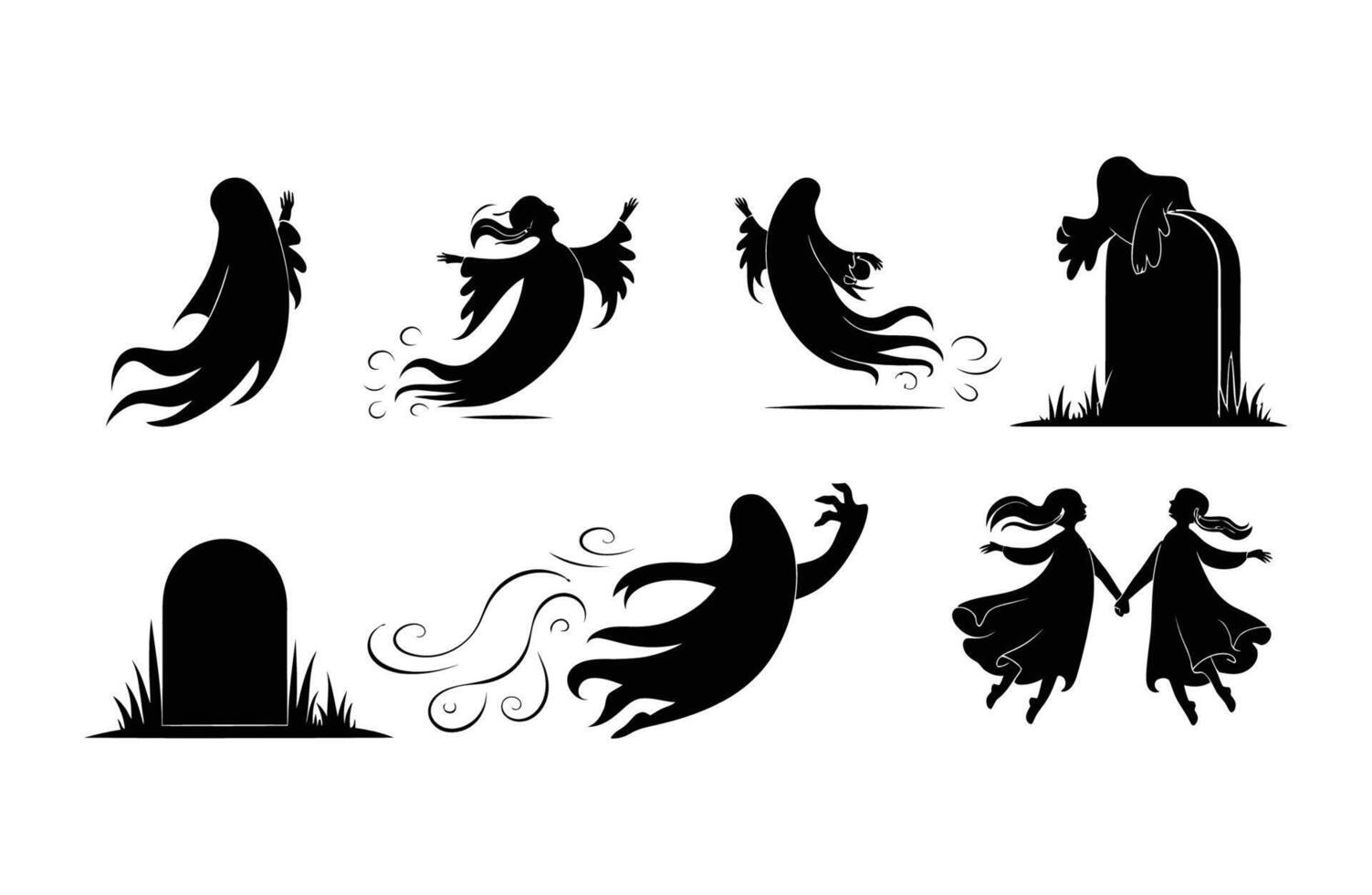 Night Whispers Ghost Silhouettes EPS Template Illustration vector