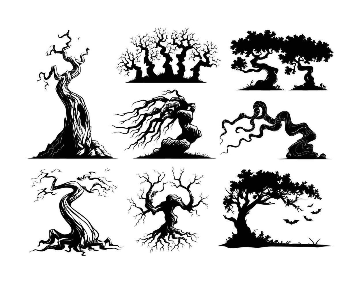 Nature's Creepy Trees EPS Template Illustration vector