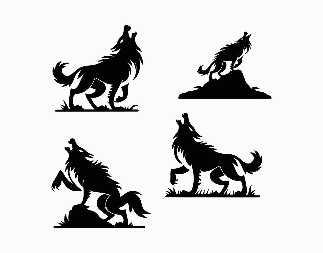 Wild Howls Silhouette EPS Template Illustration vector