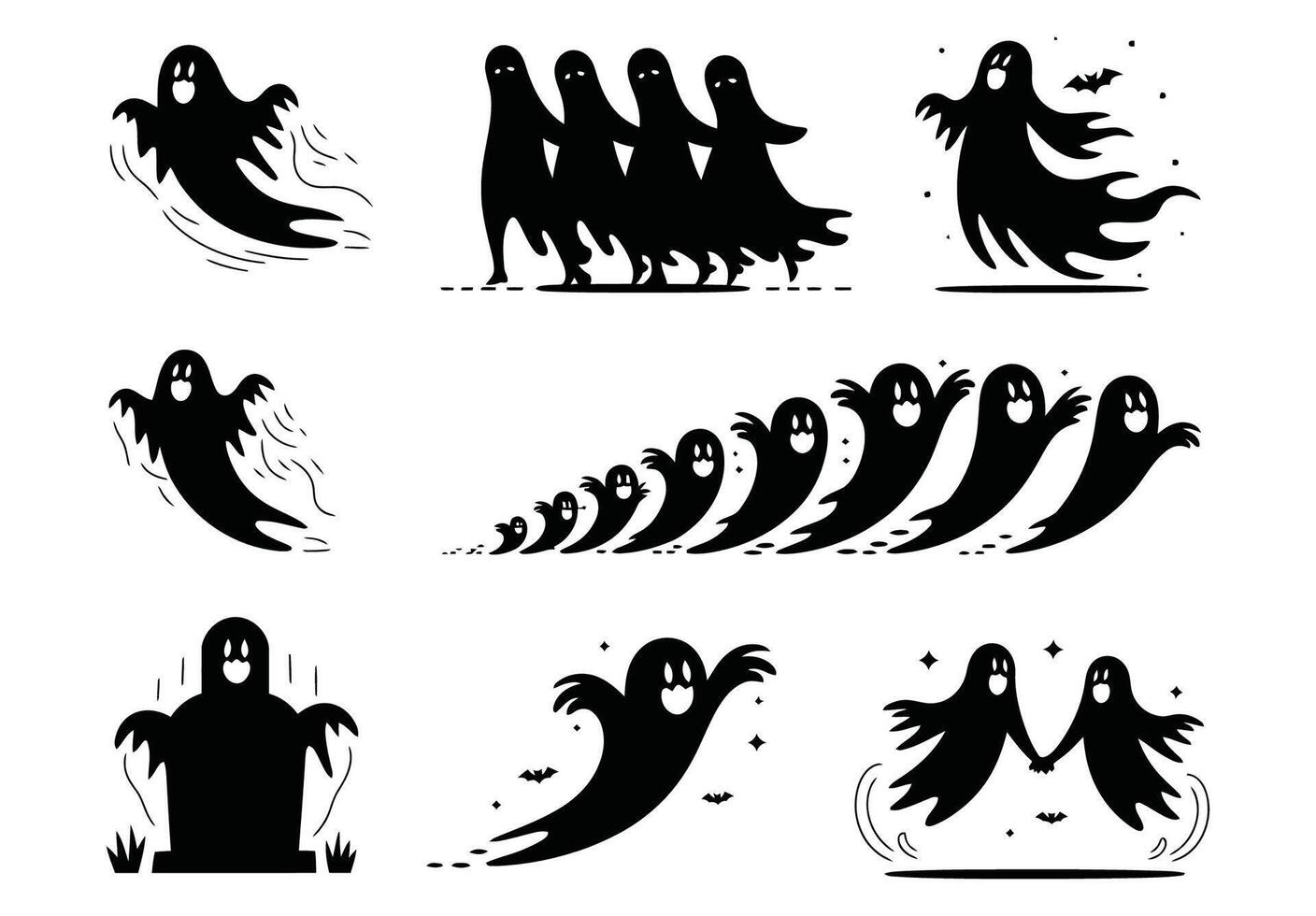Floating Ghosts EPS Template Illustration vector