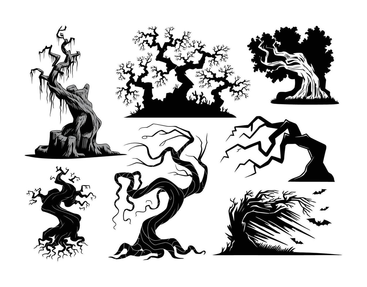 Odd Tree Collection EPS Template Illustration vector