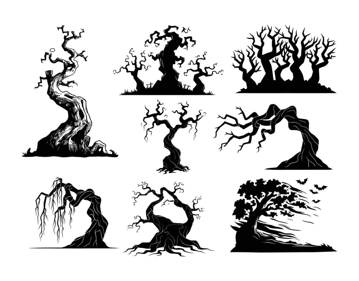 Shadowy Trees Collection EPS Template vector