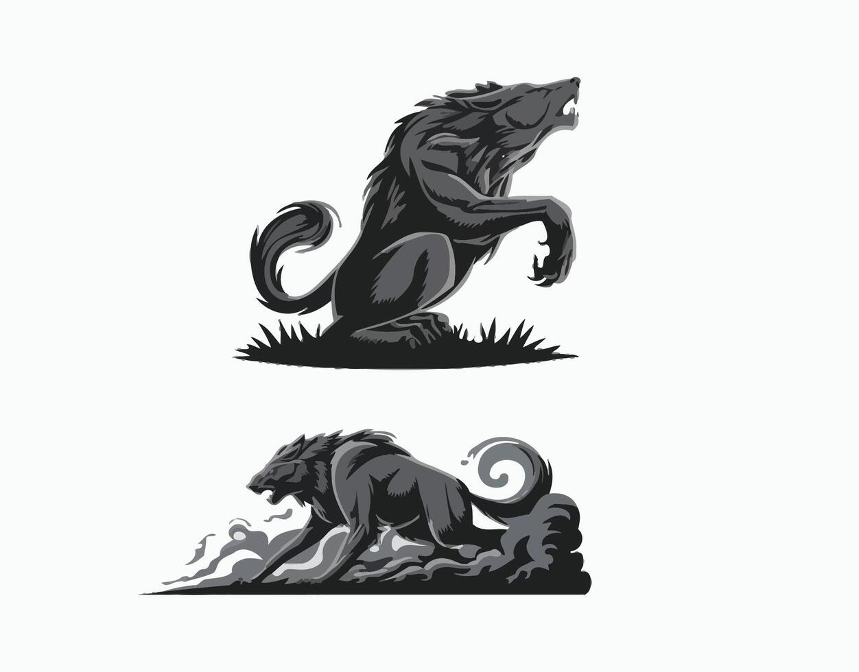 Moonlit Figures Silhouette EPS Template Illustration vector
