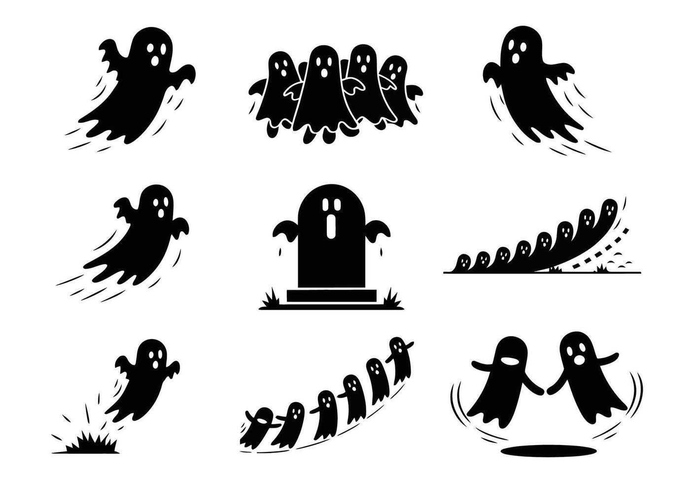 Ghosts Together EPS Template Illustration vector