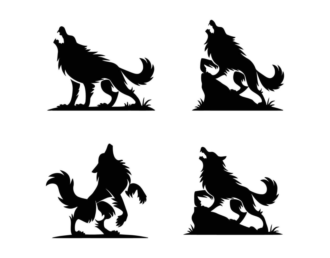 Nighttime Howlers Silhouette EPS Template vector
