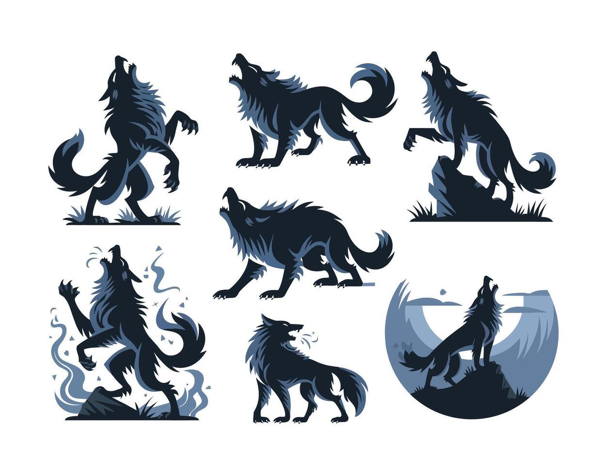 Twilight Howls Silhouette EPS Template Illustration vector