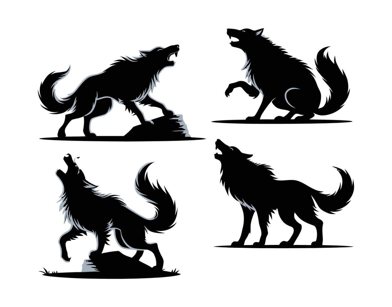 Howl at the Moon Silhouette EPS Template vector