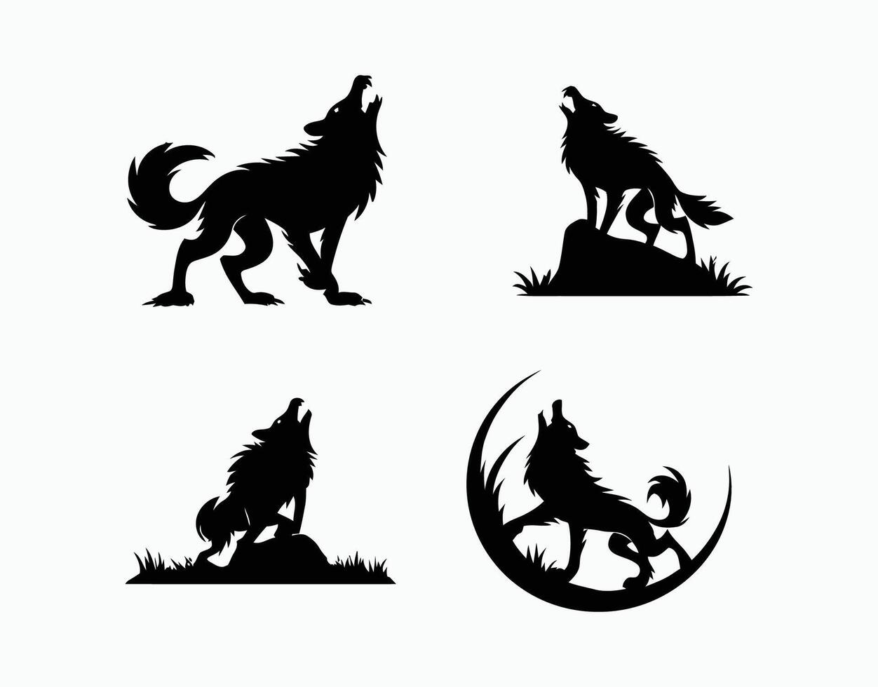 Howling Creatures Silhouette EPS Template vector