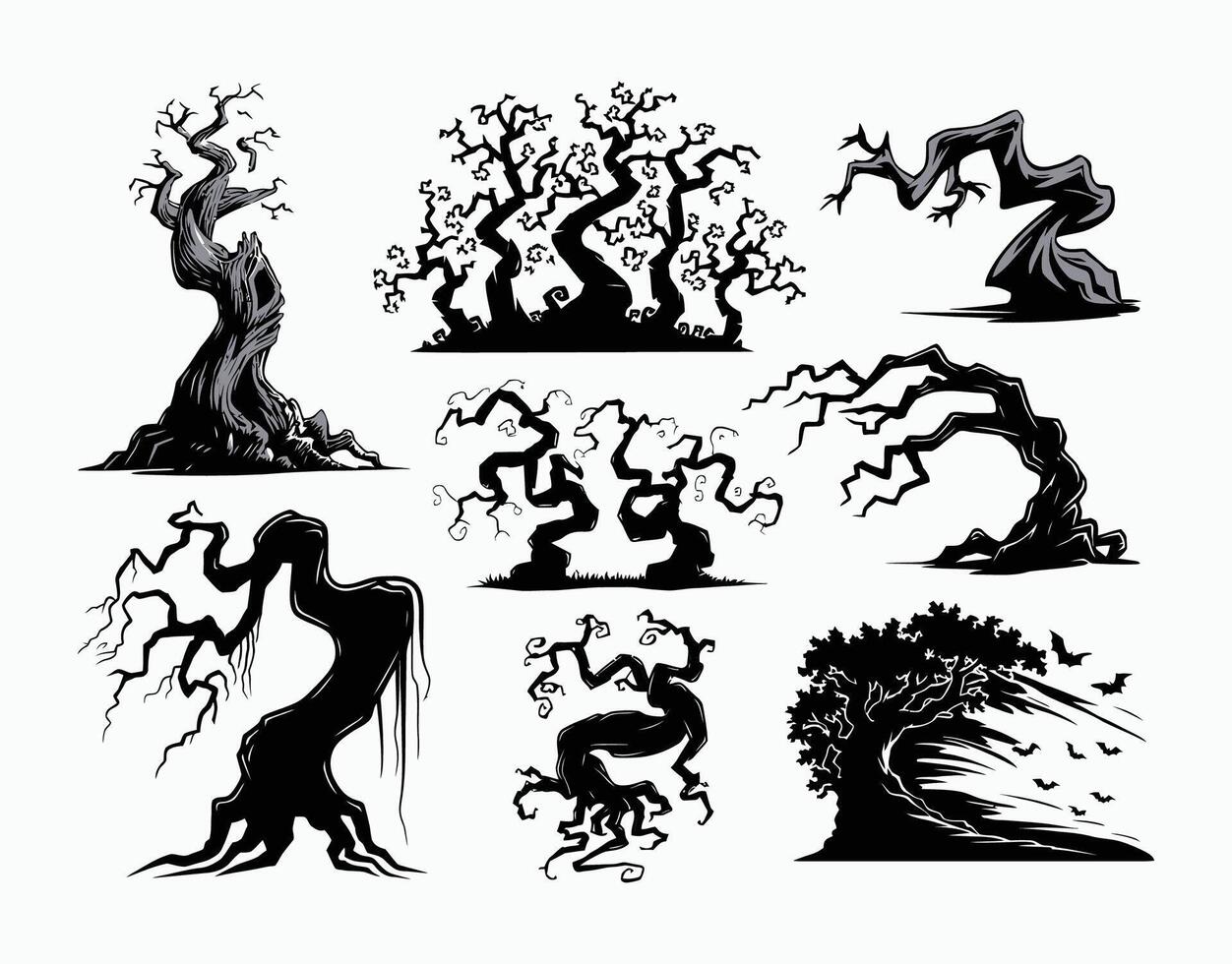 Haunting Tree Shapes EPS Template Illustration vector