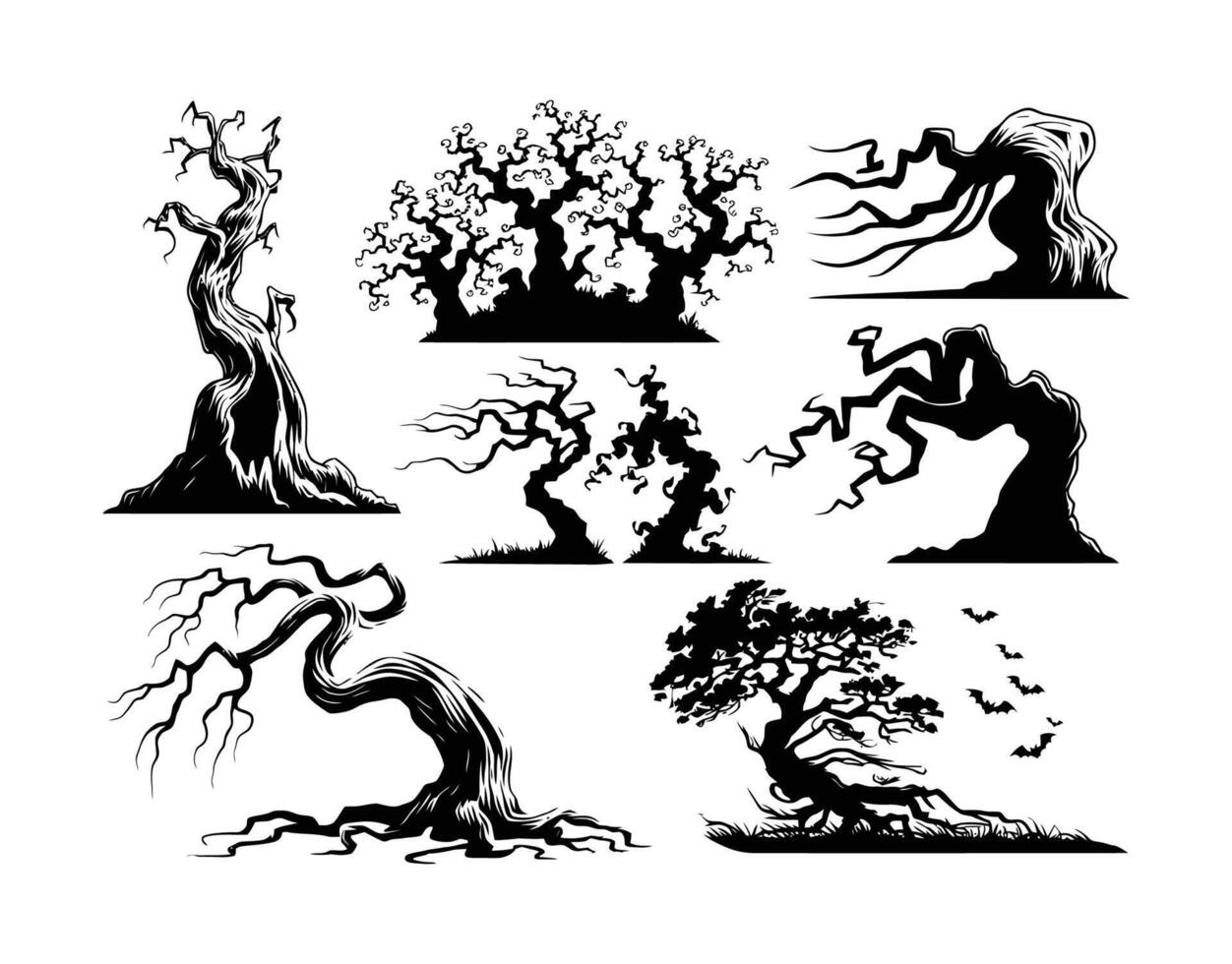 Creepy Trees Designs EPS Template Illustration vector