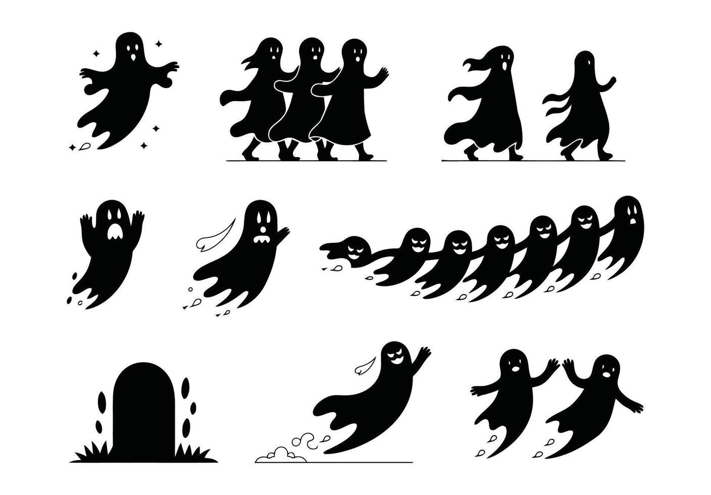 Flying Ghosts EPS Template Illustration vector