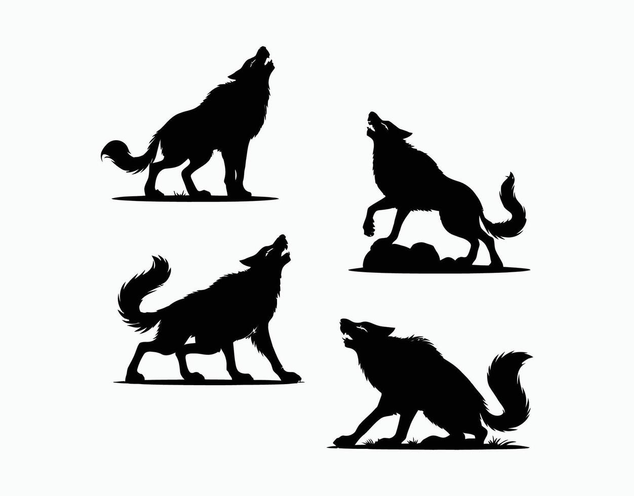 Werewolves Silhouette EPS Template Illustration vector