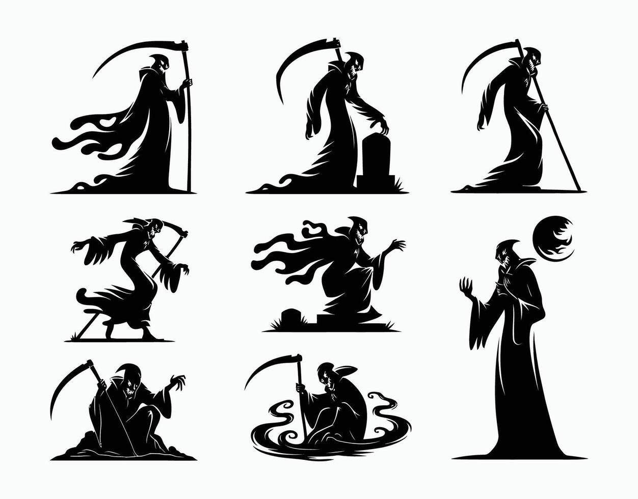Grim Reaper Silhouette EPS Template Illustration vector