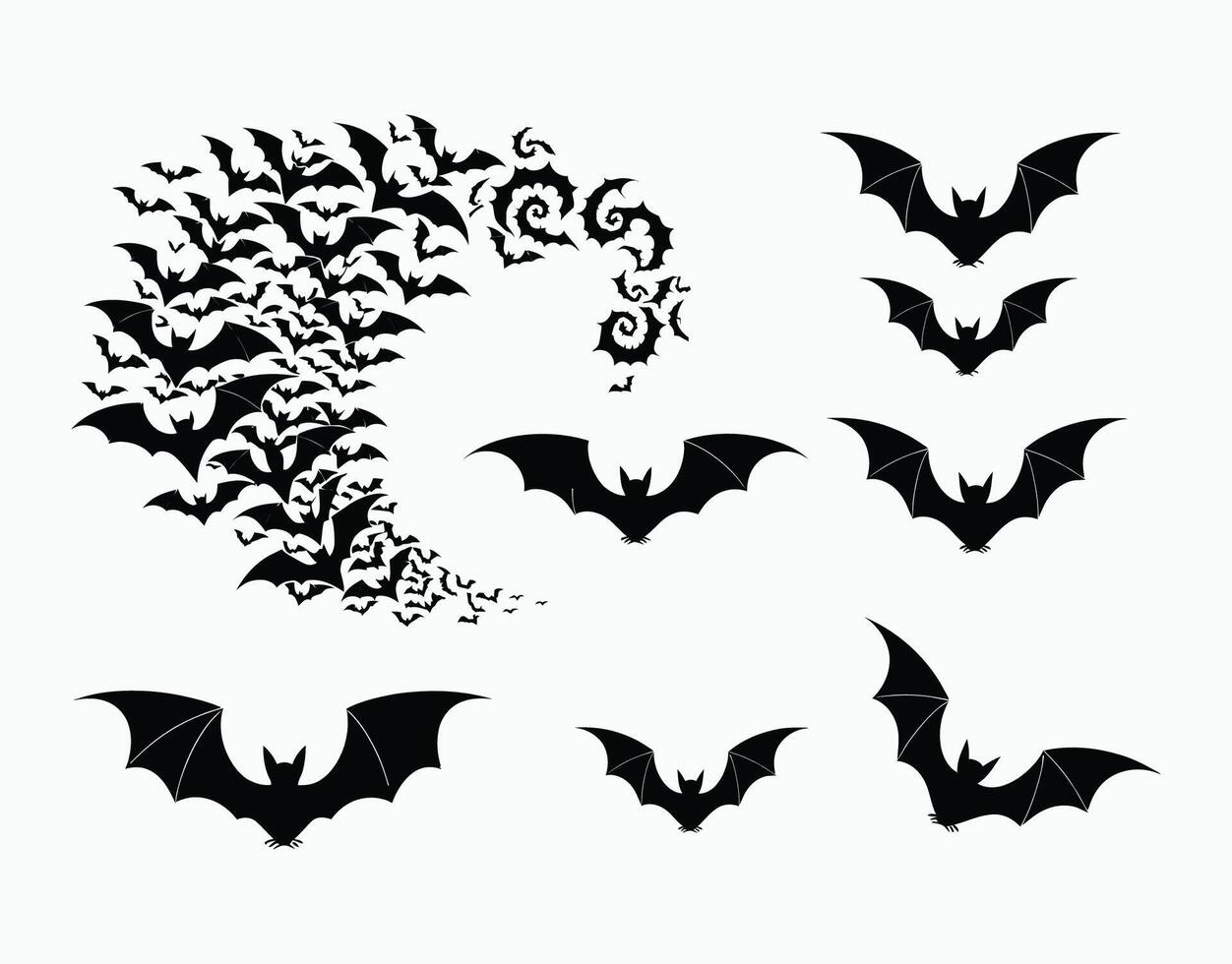 Bats in Motion Elegant Silhouettes EPS Template Illustration vector