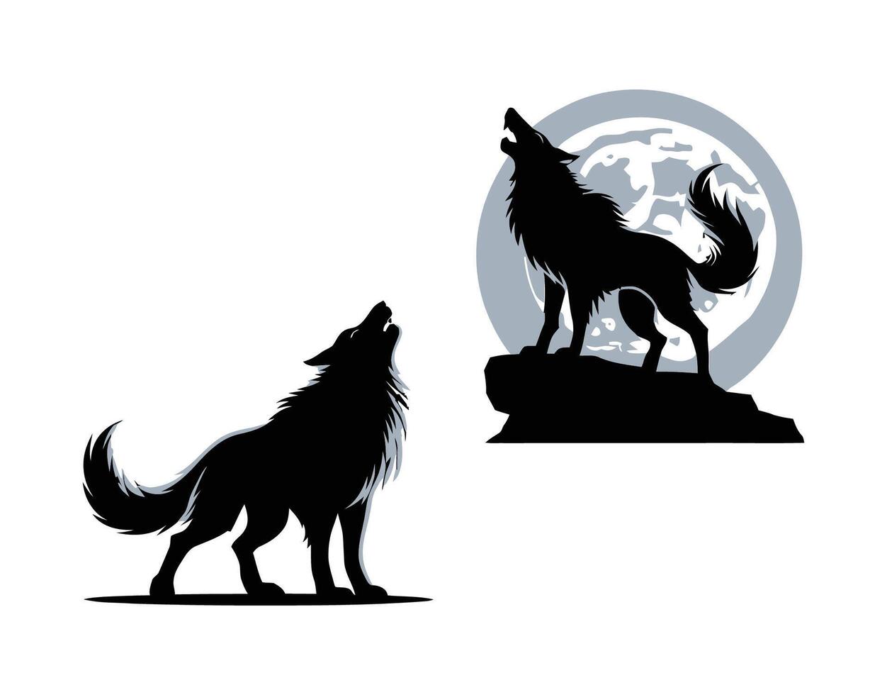 Moonlit Figures Silhouette EPS Template Illustration vector