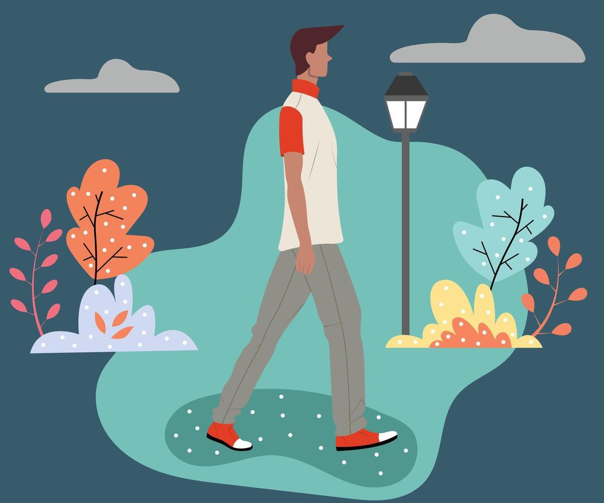 person at night illustration vector