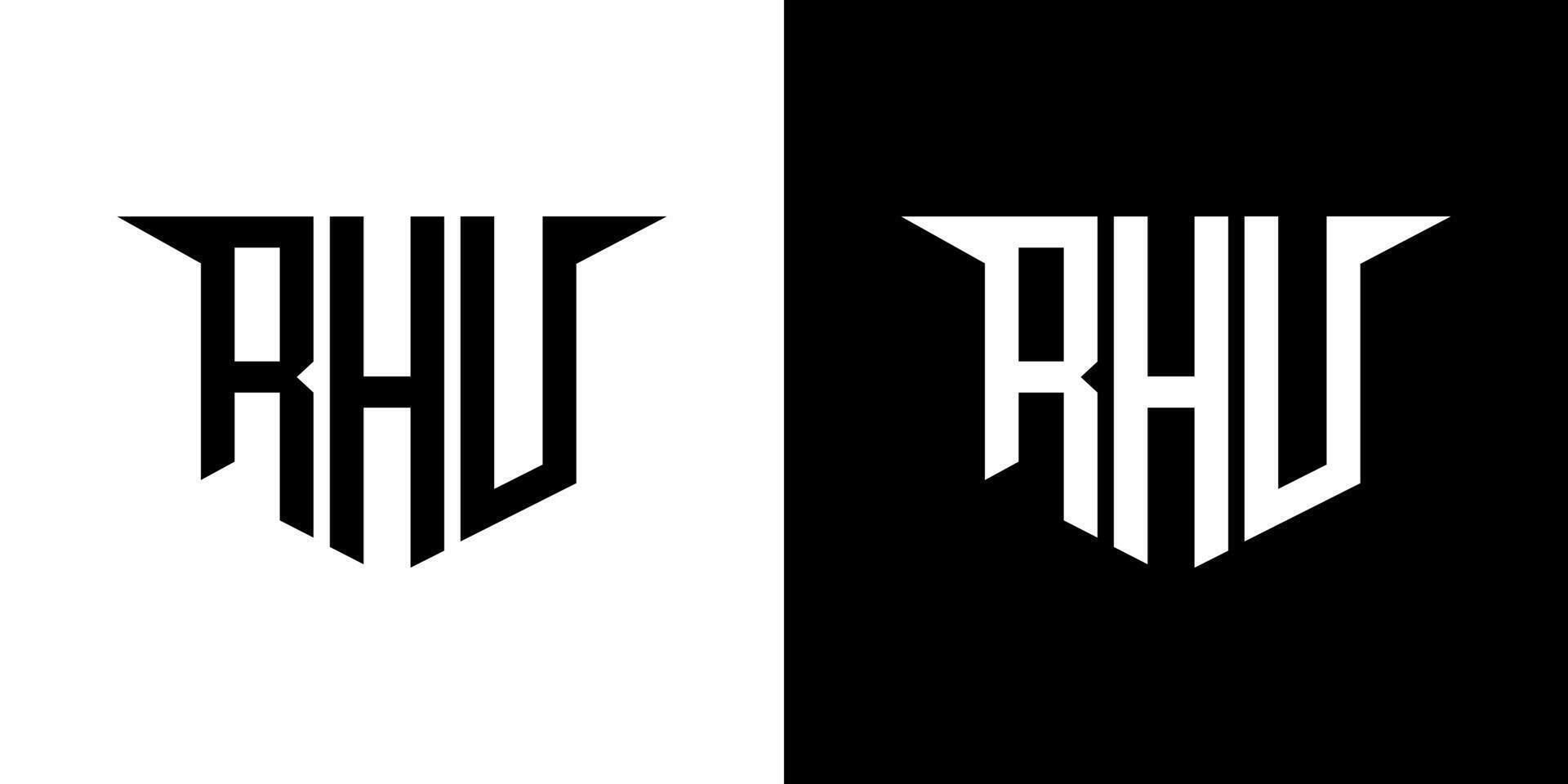 RHU letter logo design with white background in illustrator, logo modern alphabet font overlap style, calligraphy designs for logo, Poster, Invitation, etc. vector