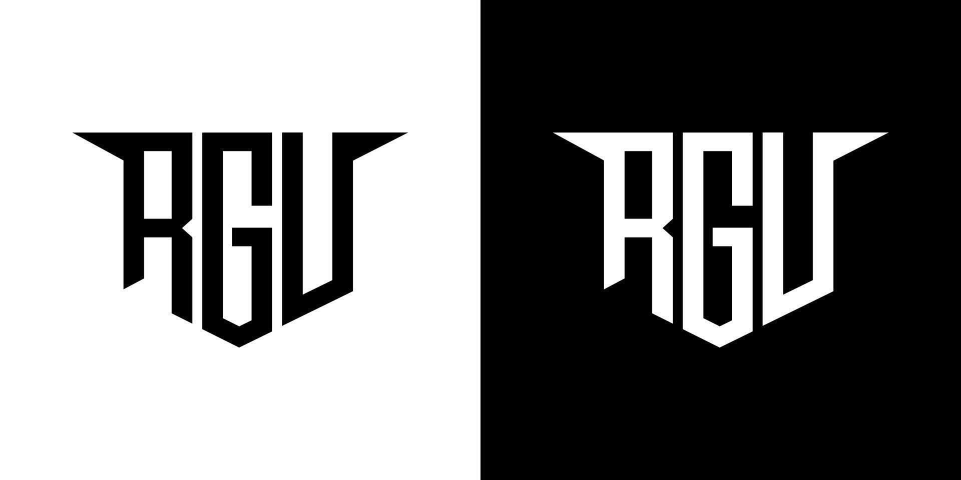 RGU letter logo design with white background in illustrator, logo modern alphabet font overlap style, calligraphy designs for logo, Poster, Invitation, etc. vector