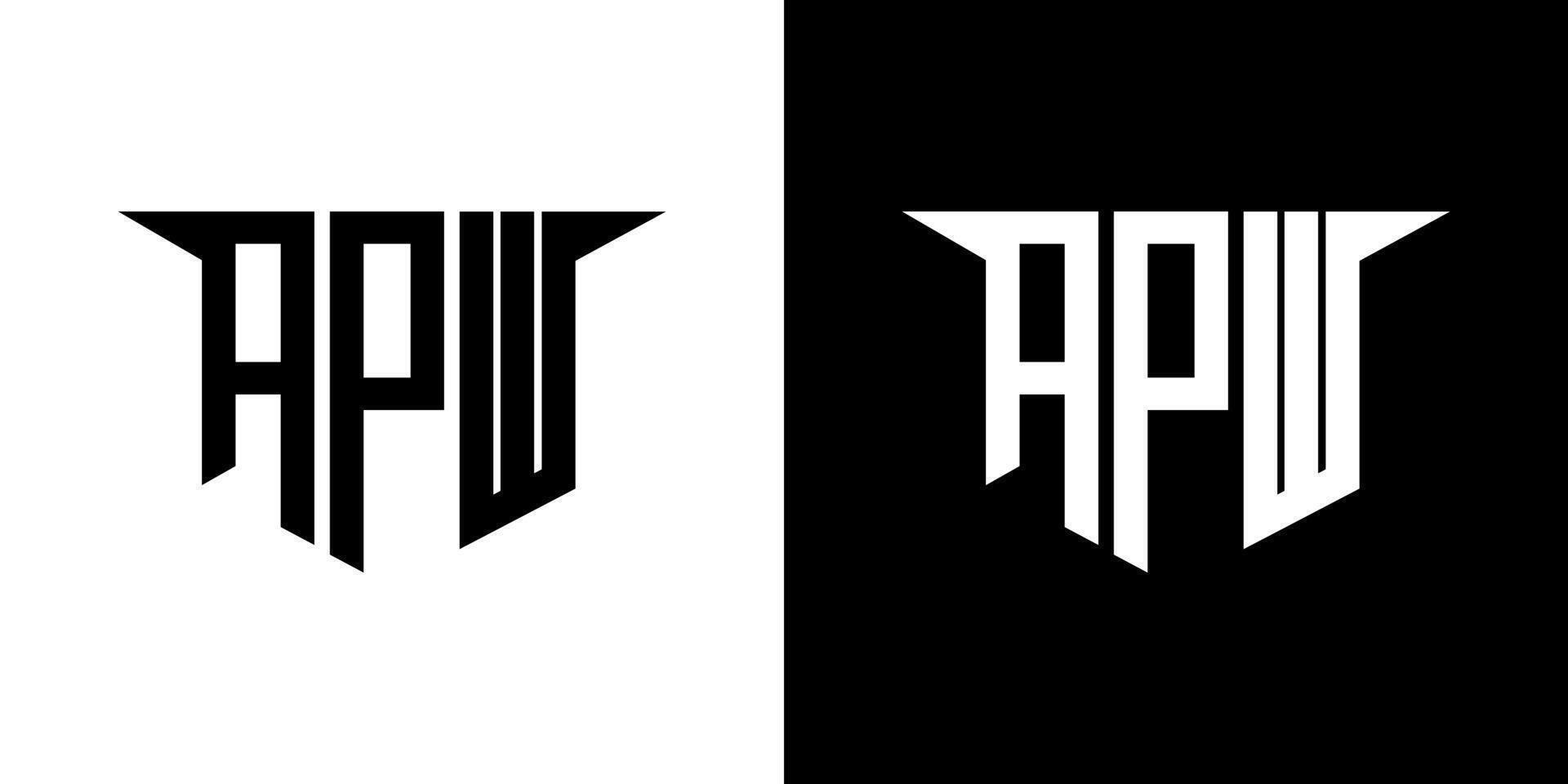 APW letter logo design with white background in illustrator, logo modern alphabet font overlap style, calligraphy designs for logo, Poster, Invitation, etc. vector