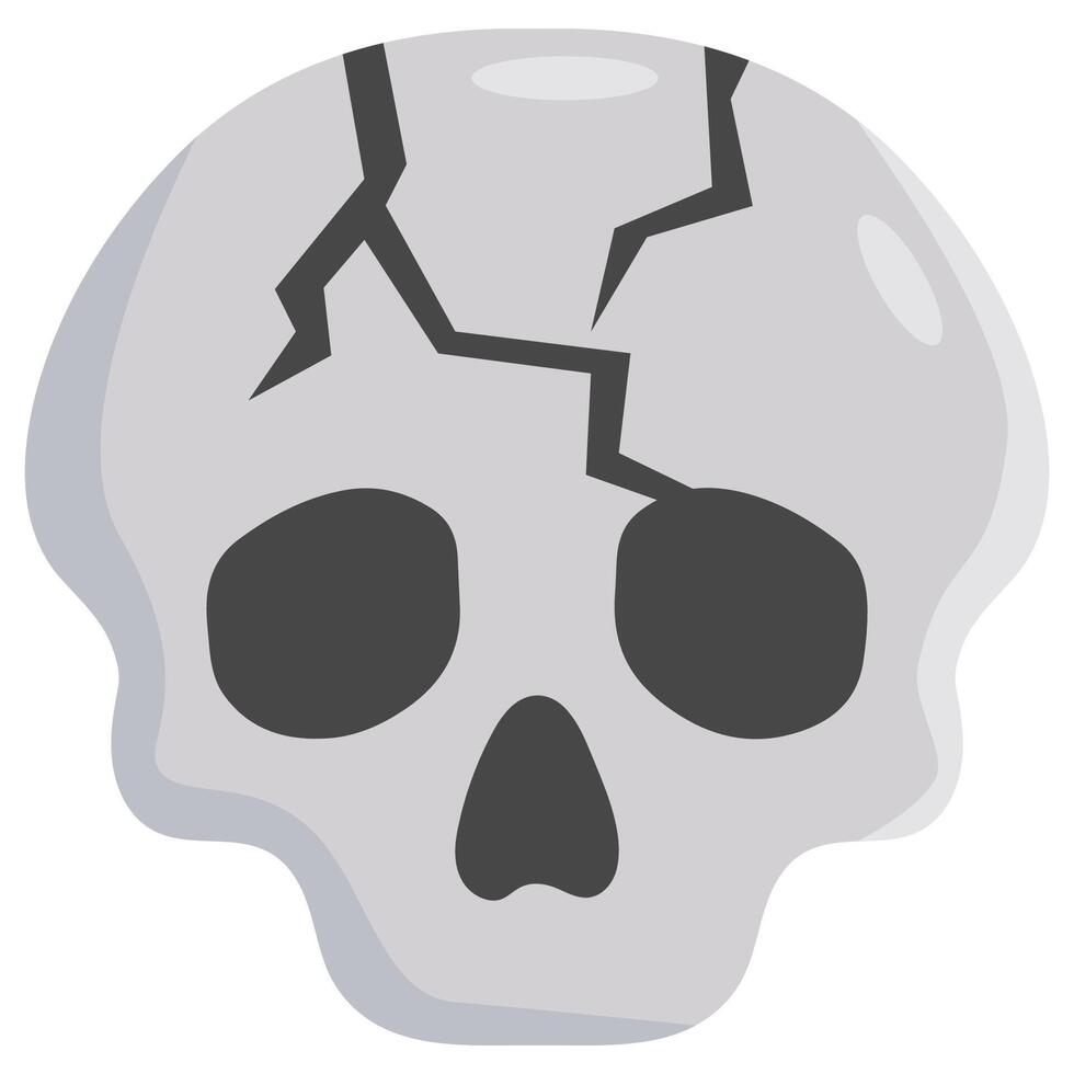 Crack skull bone icon isolated on white background. vector