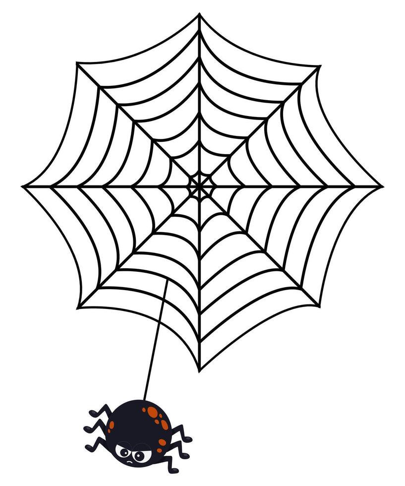 Spiderweb with spider isolated on white background. vector