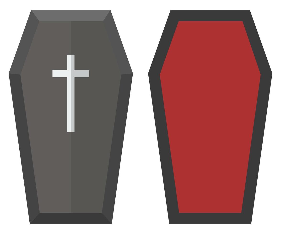 Flat icon of halloween coffin isolated on white background. vector
