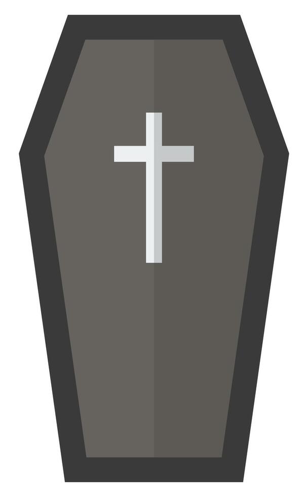 Flat icon of coffin isolated on white background. vector
