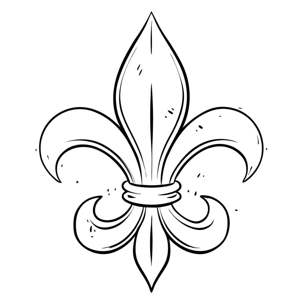 french royal lily symbol, illustration line art vector