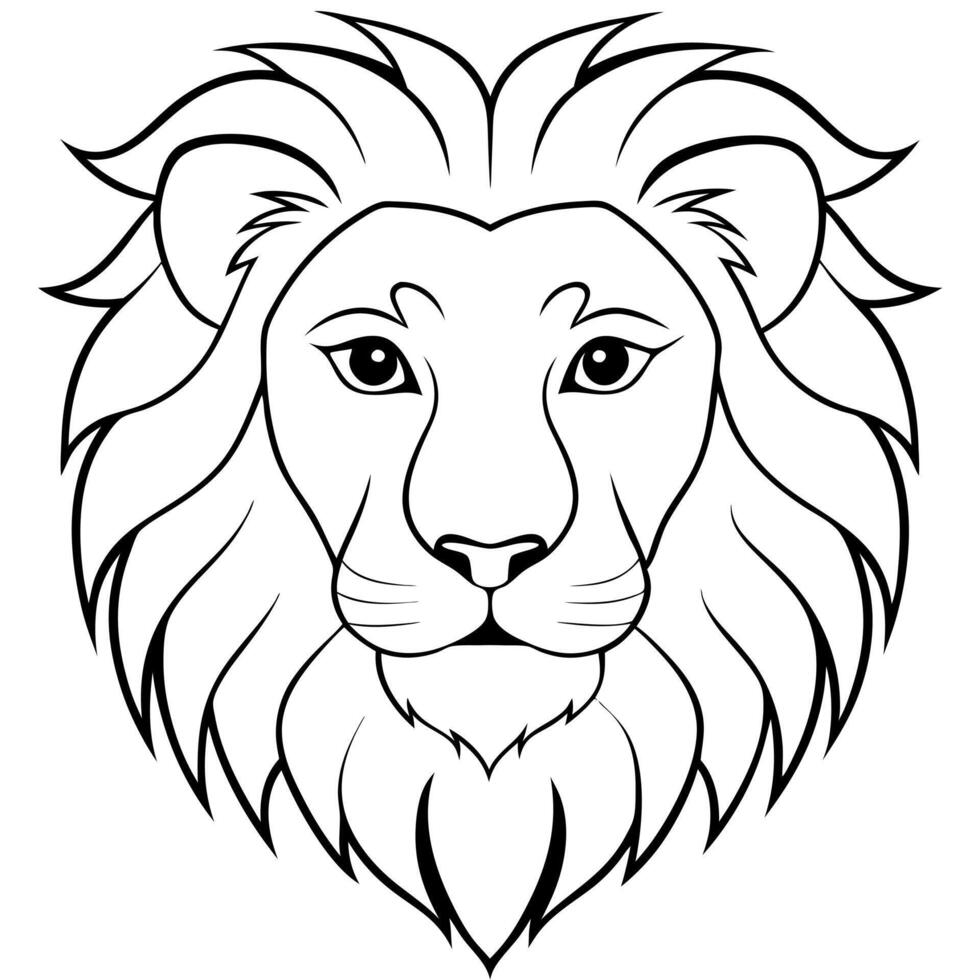 artistic sketch of a lions face, illustration line art vector