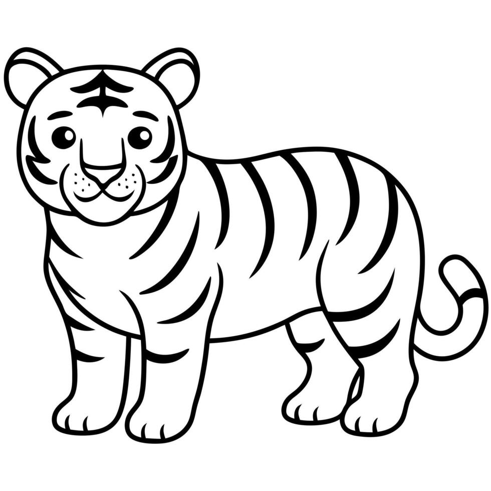 animals tigers cutter friendly withe white background, illustration line art vector