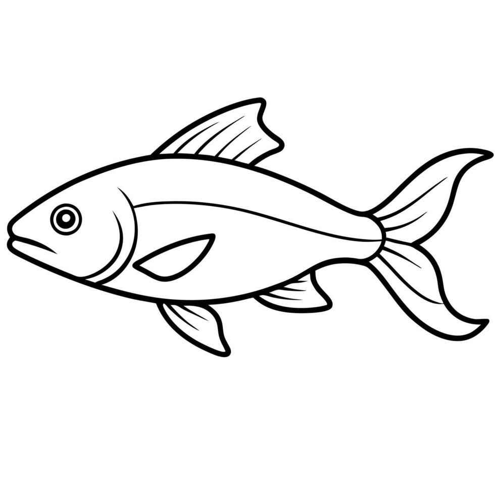 minimalist line-drawn fish swimming, illustration line art vector