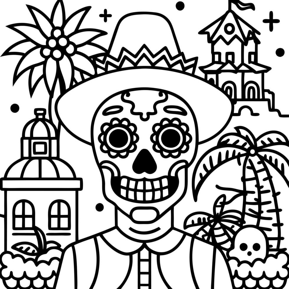 day of the dead street festival, cartoon style, vivid, colourful, macabre, surreal, superb, vector