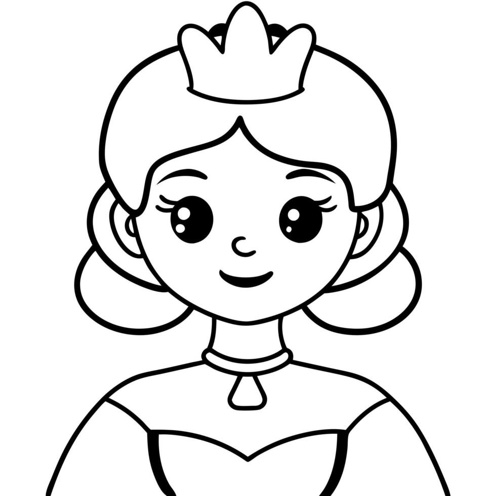 the princess cartoon style, illustration line art vector