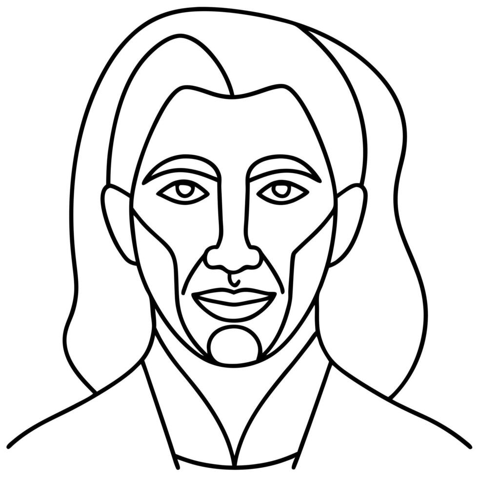 abstract human face in one continuous line, illustration line art vector