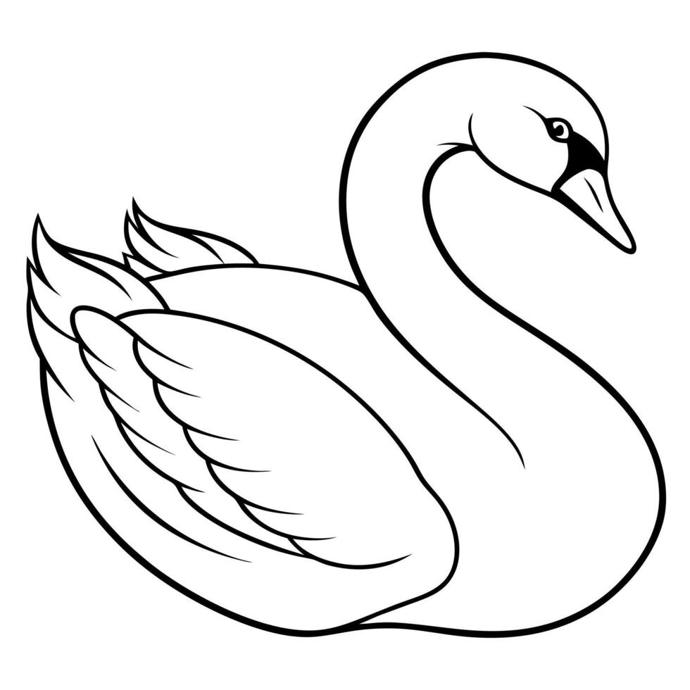 beautiful swan line art, illustration line art vector
