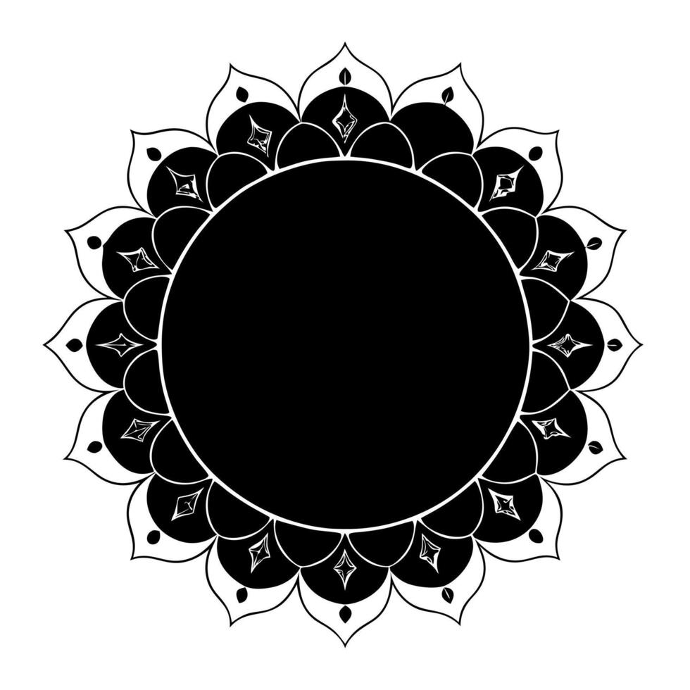 round ornament frame or circular pattern in form of mandala, illustration line art vector