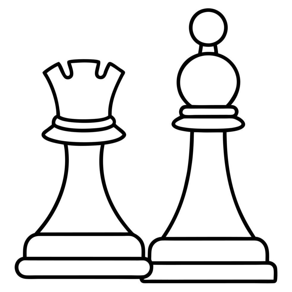 chess pieces, illustration line art vector