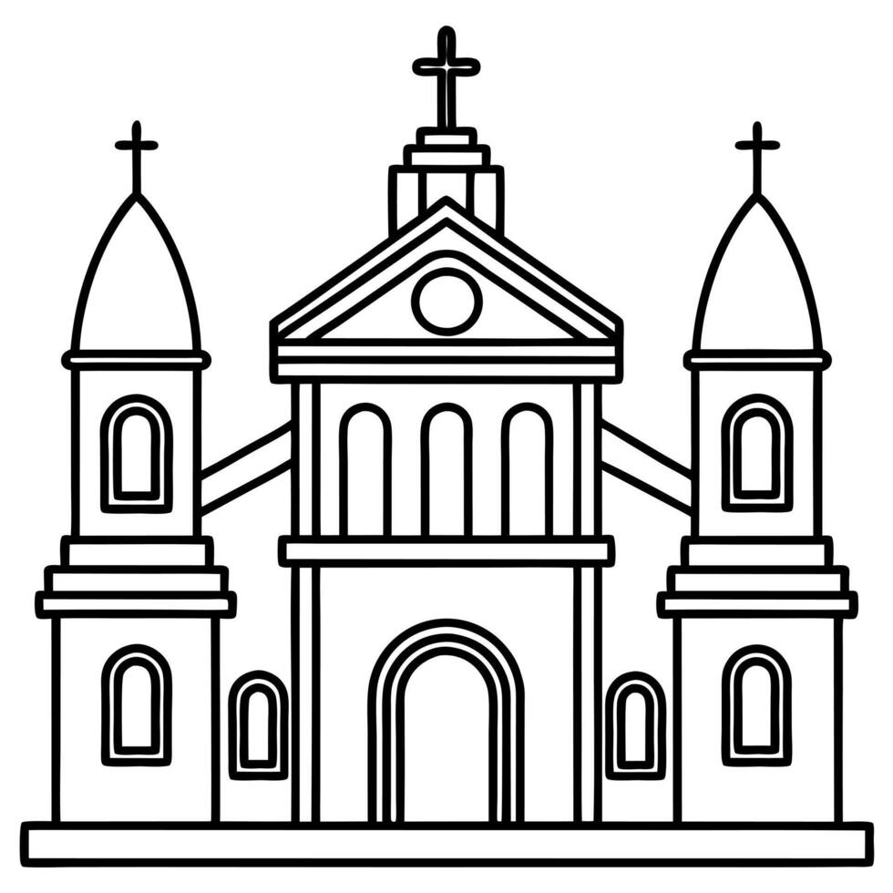 pondicherry famous places church for the basilica of the sacred heart of jesus, illustration vector