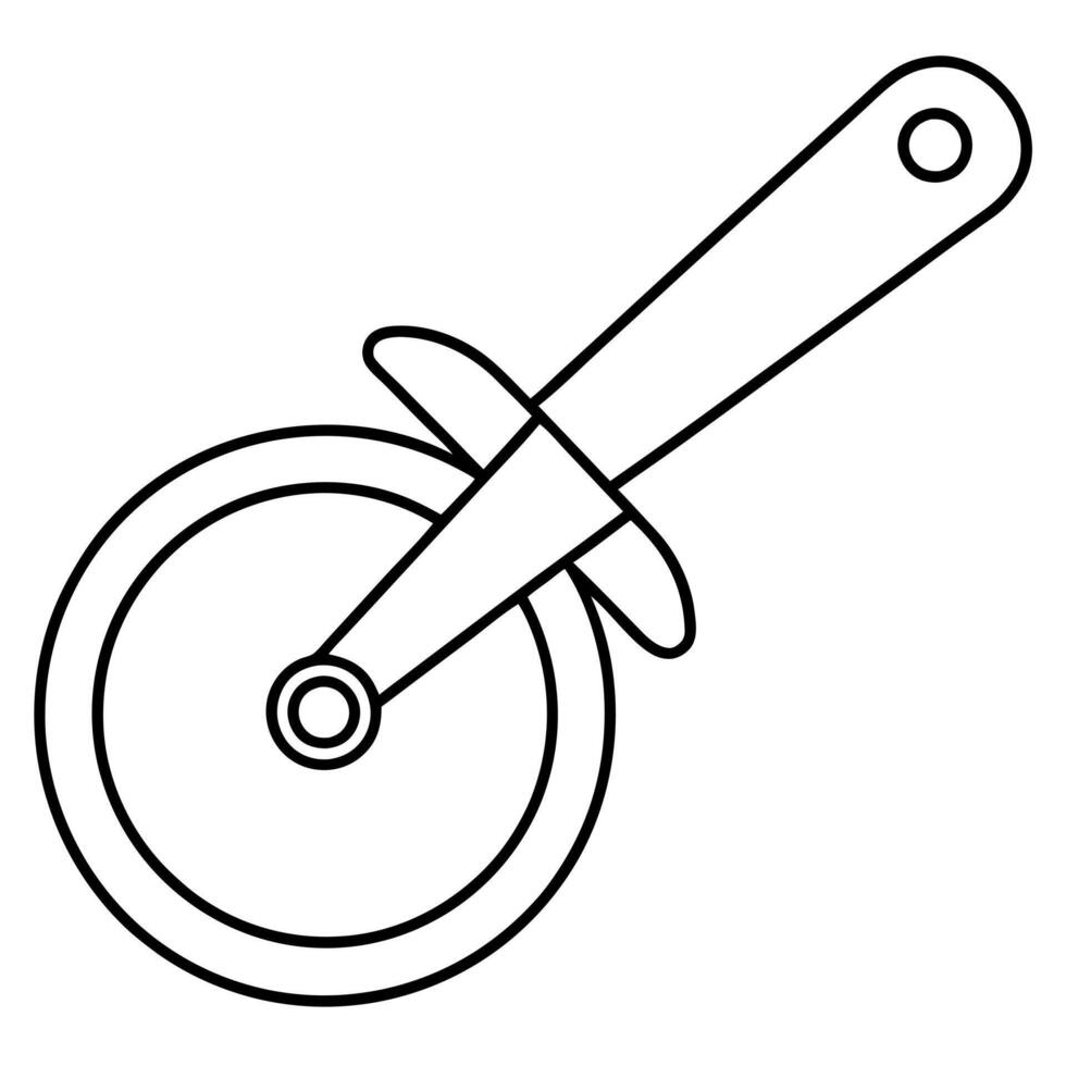 a and silhouette pizza cutter black and white background fully white, illustration vector
