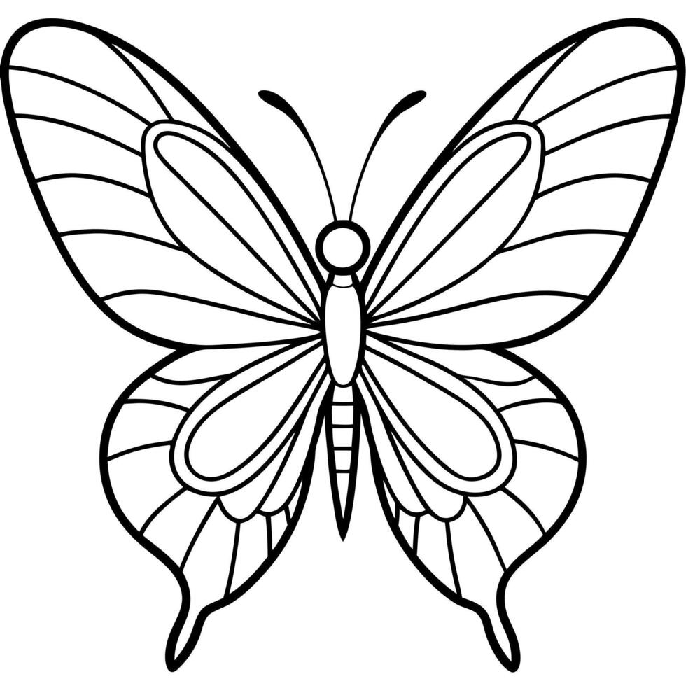 a delicate butterfly with symmetrical wings, each filled with intricate line patterns, vector