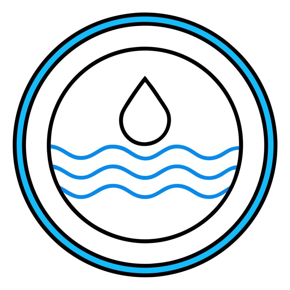 water token logo blue simple, illustration line art vector