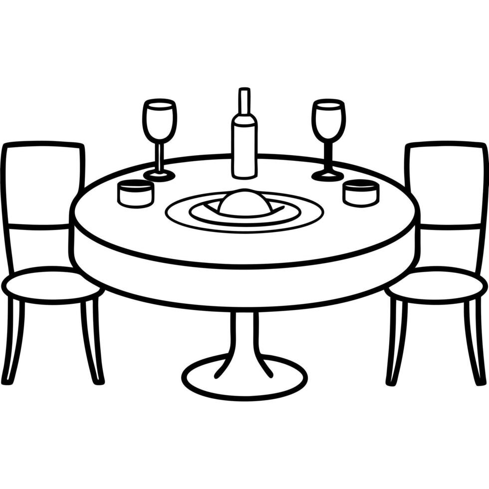 table for dinner, illustration line art vector
