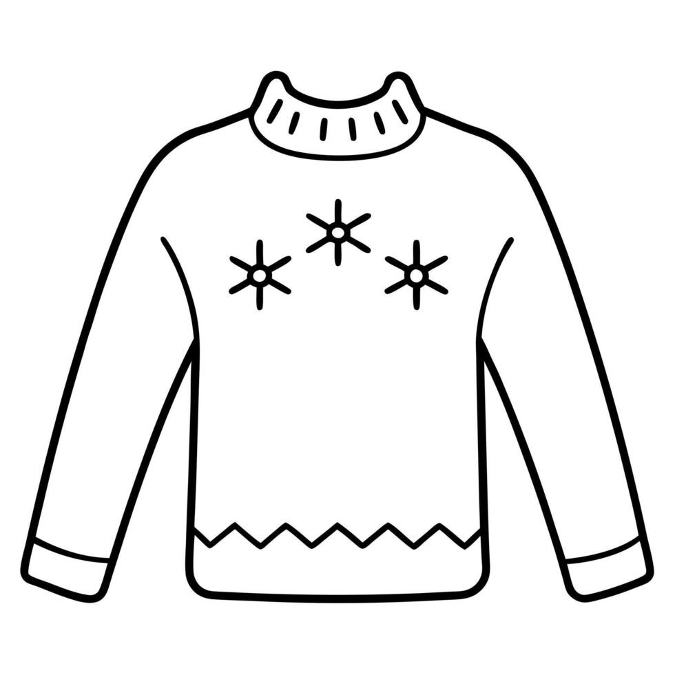 coloring page, bold line art, christmas sweater, illustration line art vector